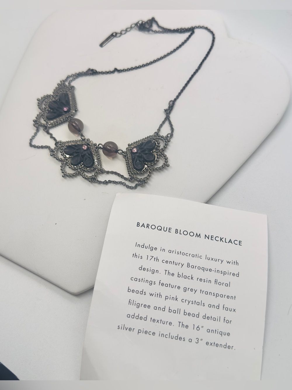 Jewelmint Baroque Bloom Necklace Black Puple Filigree Gothic Bead Crystal